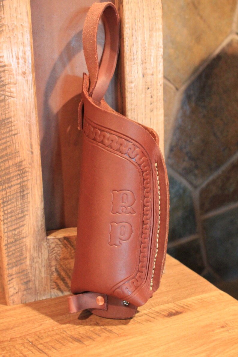 Stamped Leather Saddle Water Bottle Holder Etsy