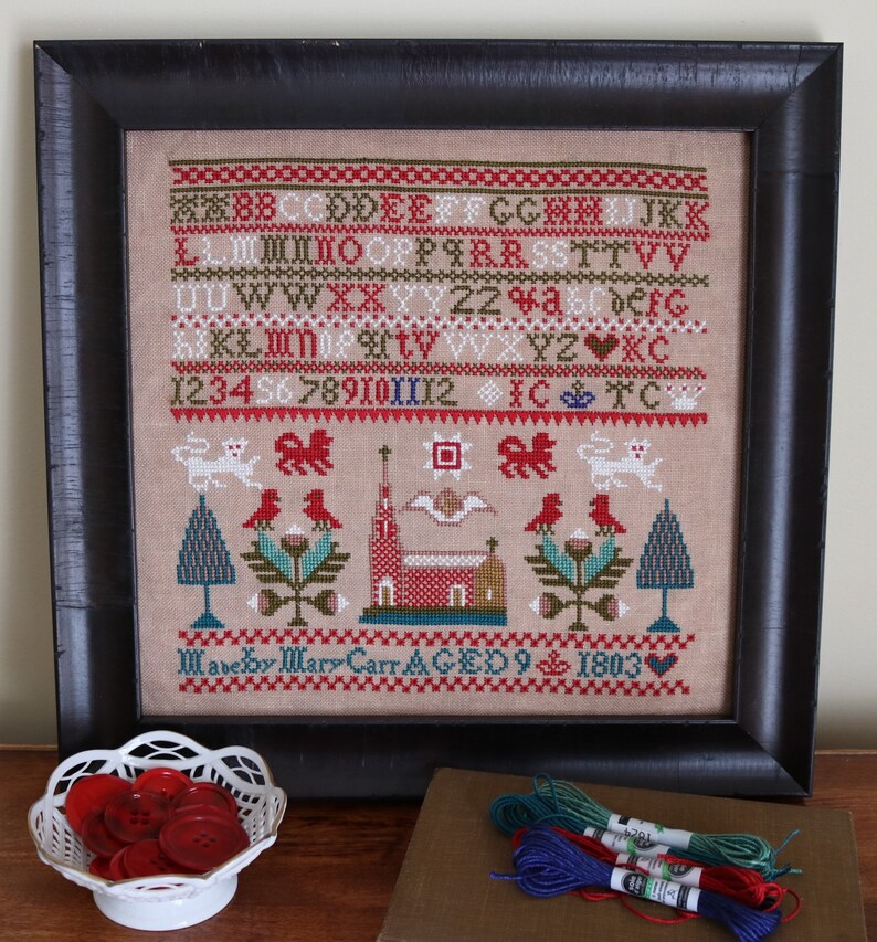 Mary Carr 1803 Reproduction Cross Stitch Sampler Pattern Paper Etsy