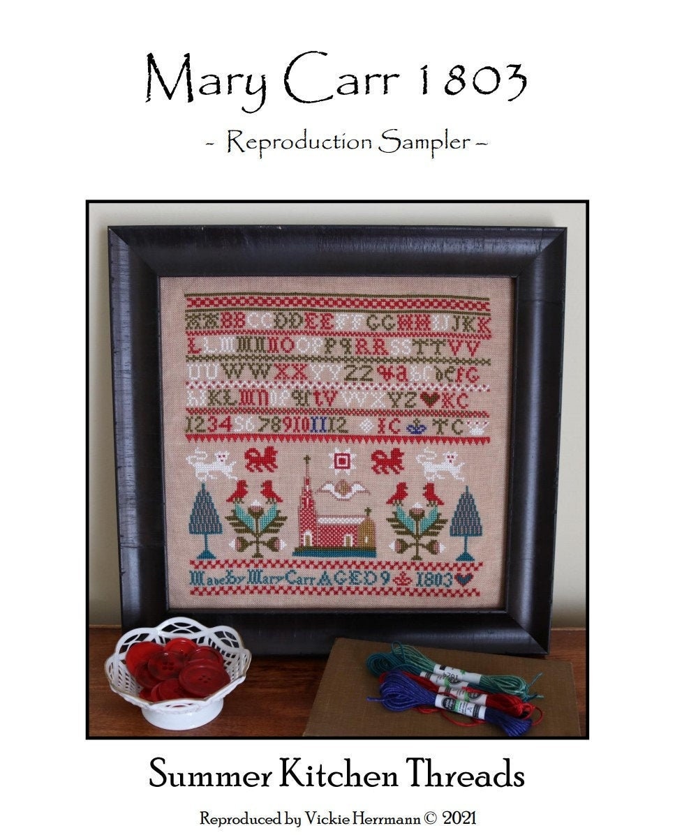 PDF Mary Carr 1803 Reproduction Cross Stitch Sampler Pattern Etsy