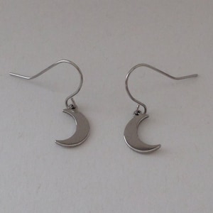 Stainless steel earrings small moon image 1