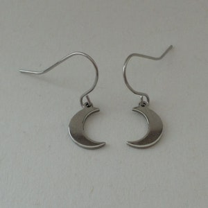 Stainless steel earrings small moon image 2