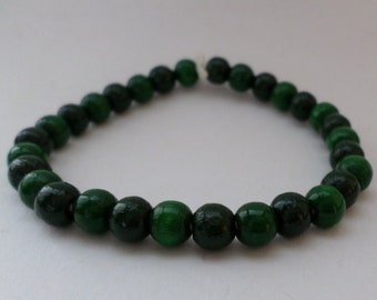 Wooden beads Bracelet - dark green - with natural rubber