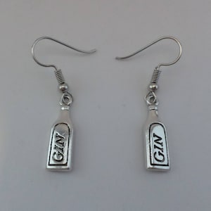 Earrings - Gin bottle - silver coloured