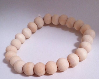 Wood beads Bracelet - with natural rubber - natural colour