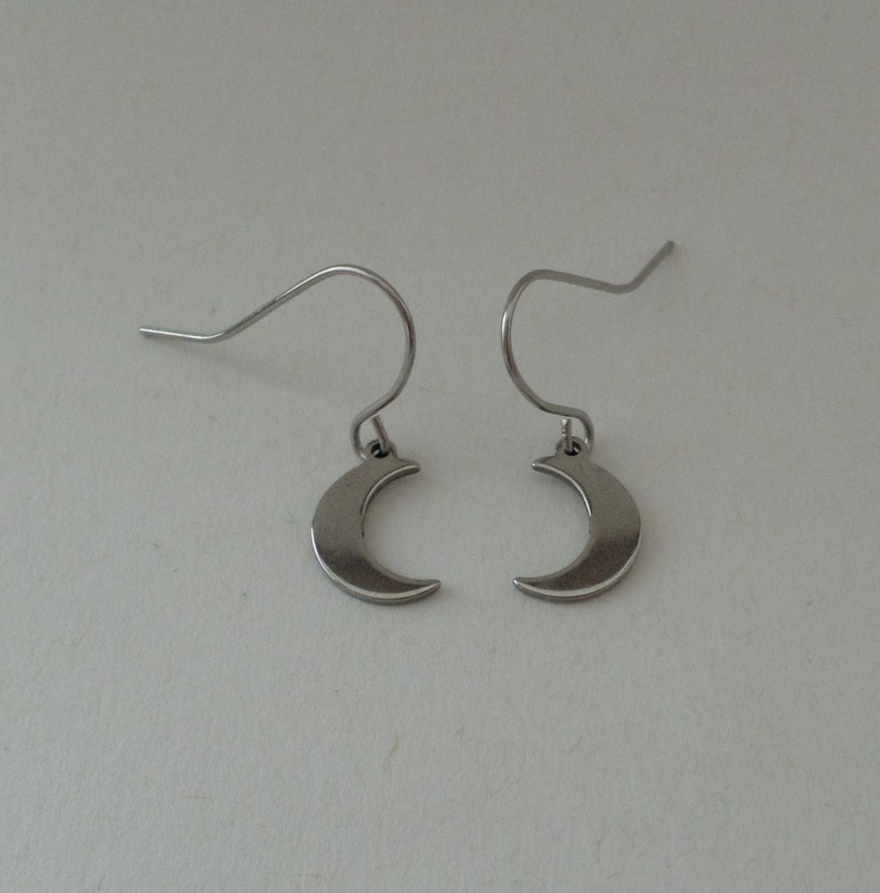 Stainless steel earrings small moon image 2