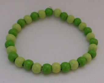 Wood beads Bracelet - light green - with natural rubber