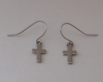 Stainless steel earrings - small cross