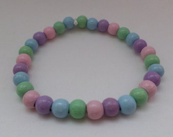 Wood beads Bracelet - pastel colours