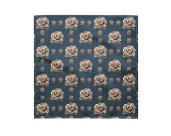 Blue Flowered All-over print bandana