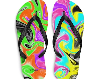 Chanclas coloridas con estampado en espiral