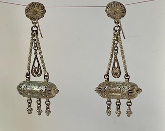 Vintage Jewish Yemenite silver earrings artist unknown