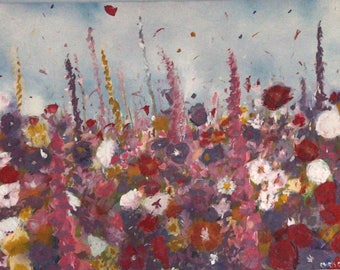 Flowers Blowing in Wind Canvas