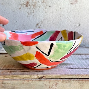 READY TO SHIP Ceramic Pottery Fruit Salad  Bowl Majolica Maiolica Terracotta Handpainted Australia