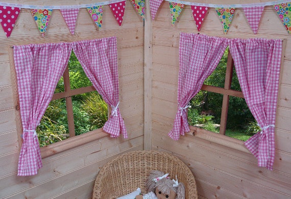 Pink Gingham Playhouse Curtains Etsy