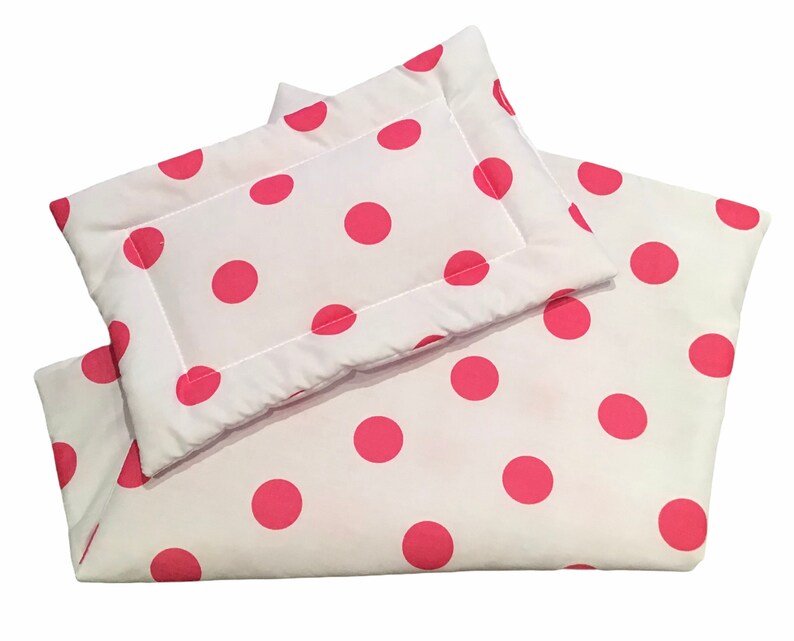 Pink Polka Dot Dolls Pram Bedding Set Etsy