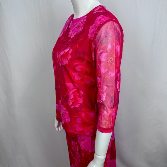 Giorgio Fiorlini Floral Mesh Skirt Set S Hot Pink… - image 4