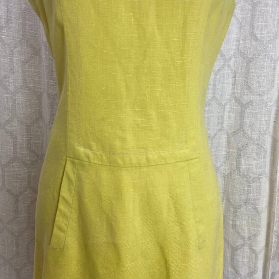 Vintage Sz M Pale Yellow Sheath Dress Custom Made - image 4