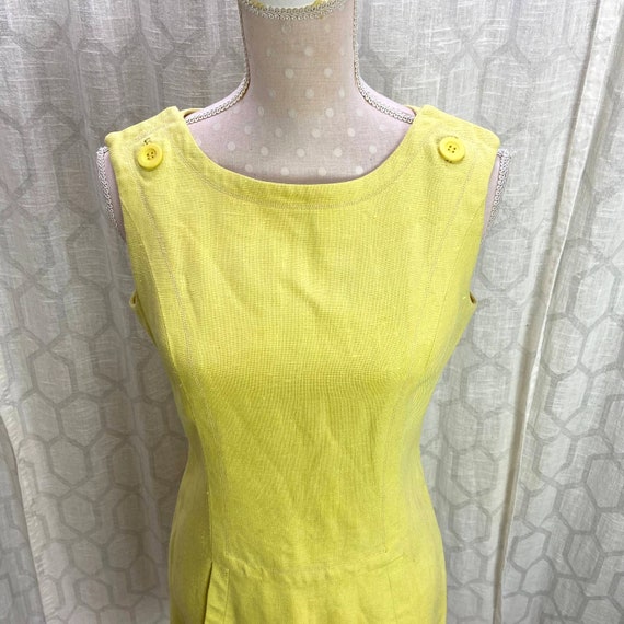 Vintage Sz M Pale Yellow Sheath Dress Custom Made - image 2