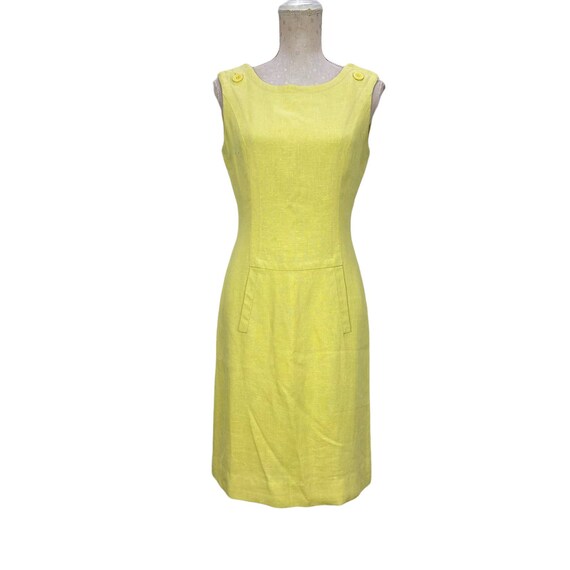 Vintage Sz M Pale Yellow Sheath Dress Custom Made - image 1
