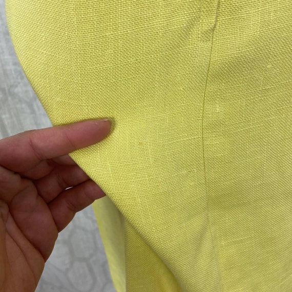 Vintage Sz M Pale Yellow Sheath Dress Custom Made - image 7
