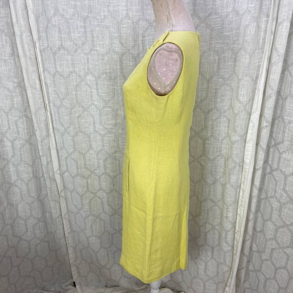 Vintage Sz M Pale Yellow Sheath Dress Custom Made - image 10