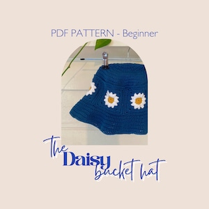 Margriethoed | Handgemaakte hoed | Beginner | Gehaakte bloemenapplicatie | Pdf-patroon