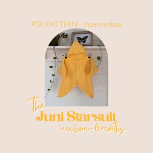 PDF pattern - Juni starsuit for newborn, 0-3 months and 3-6 months