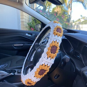 Sunflower Steering Wheel Cover | Crochet Car Accessories | Intermediate | Flower Appliqué Pattern | PDF Download image 5