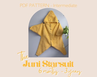 Juni Starsuit 1-3 Anos | Fantasia de Crochê para Bebê | Nível Intermediário | Molde para Chá de Bebê | Download em PDF