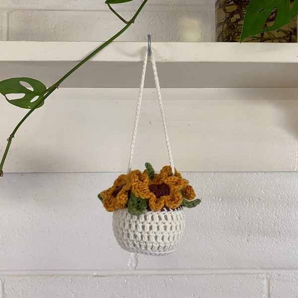 PDF pattern - Crochet Sunflower Mirror Dangle
