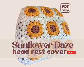 Sunflower Head Rest Cover Crochet Pattern | Intermediate | Car Accessory | PDF Download