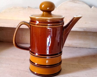 Cafetière théière 1970 orange et marron  - pot céramique vintage