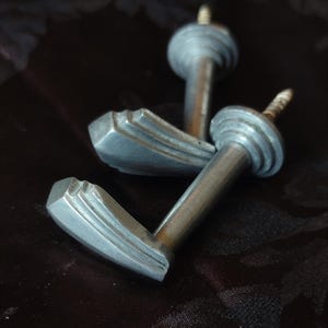 Pair of metal curtain hooks - vintage art deco curtain tiebacks - coat hooks