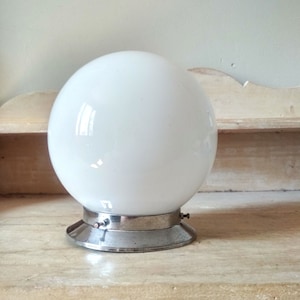 Old ceiling light from the 40s, white opaline globe, white opaline table lamp
