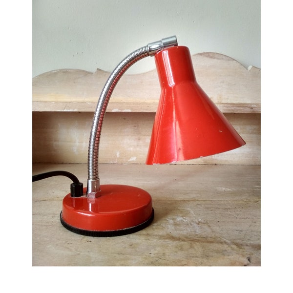 Lampe de bureau articulée années 70' métal bleu et pied flexible argenté