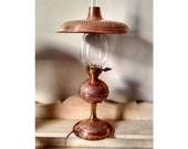 Art Deco lamp in hammered copper and globe tube glass fireplace-table lamp Art Nouveau-light mushroom