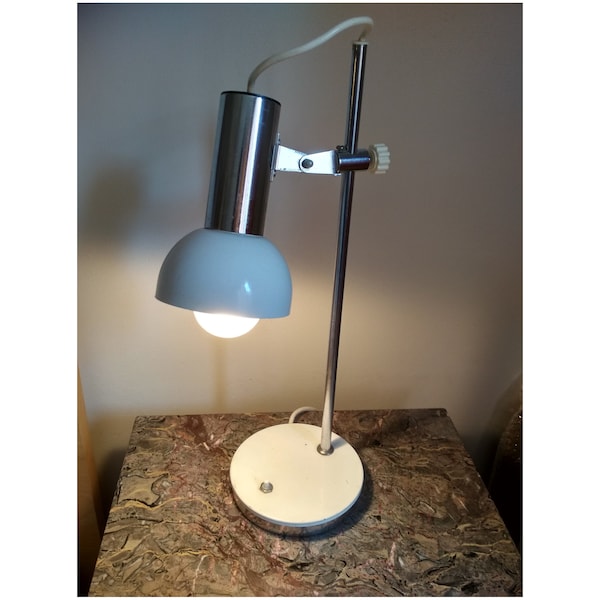 Lampe de bureau, métal des années 70, spot en métal monté surt tige - lumière hauteur orientable