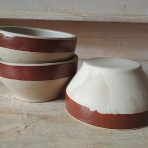 Set of 3 small Digoin stoneware bowls, rustic serving bowls, French kitchen decor