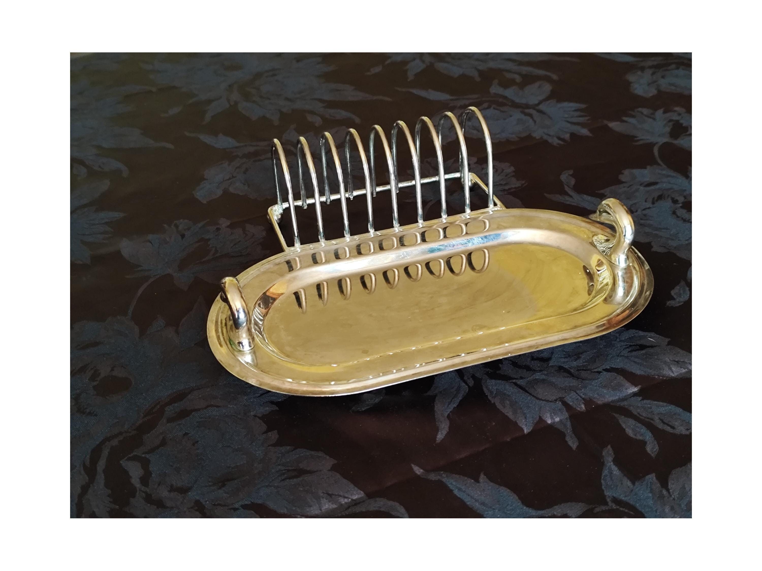 Service à foie gras - porte-toasts et plateau en métal argenté