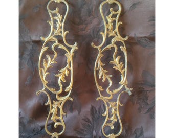 Par antiguo de placas de puerta de bronce cincelado - accesorios de puerta - decoración barroca rococó - renovación de interiores