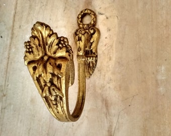 Alter Bronzehaken - Garderobe - Kussvorhänge 1900 vergoldetes Metall
