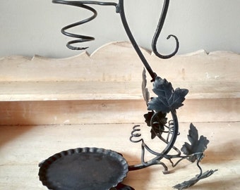 Ancient potted plant support - Door wrought iron plant vine leaves