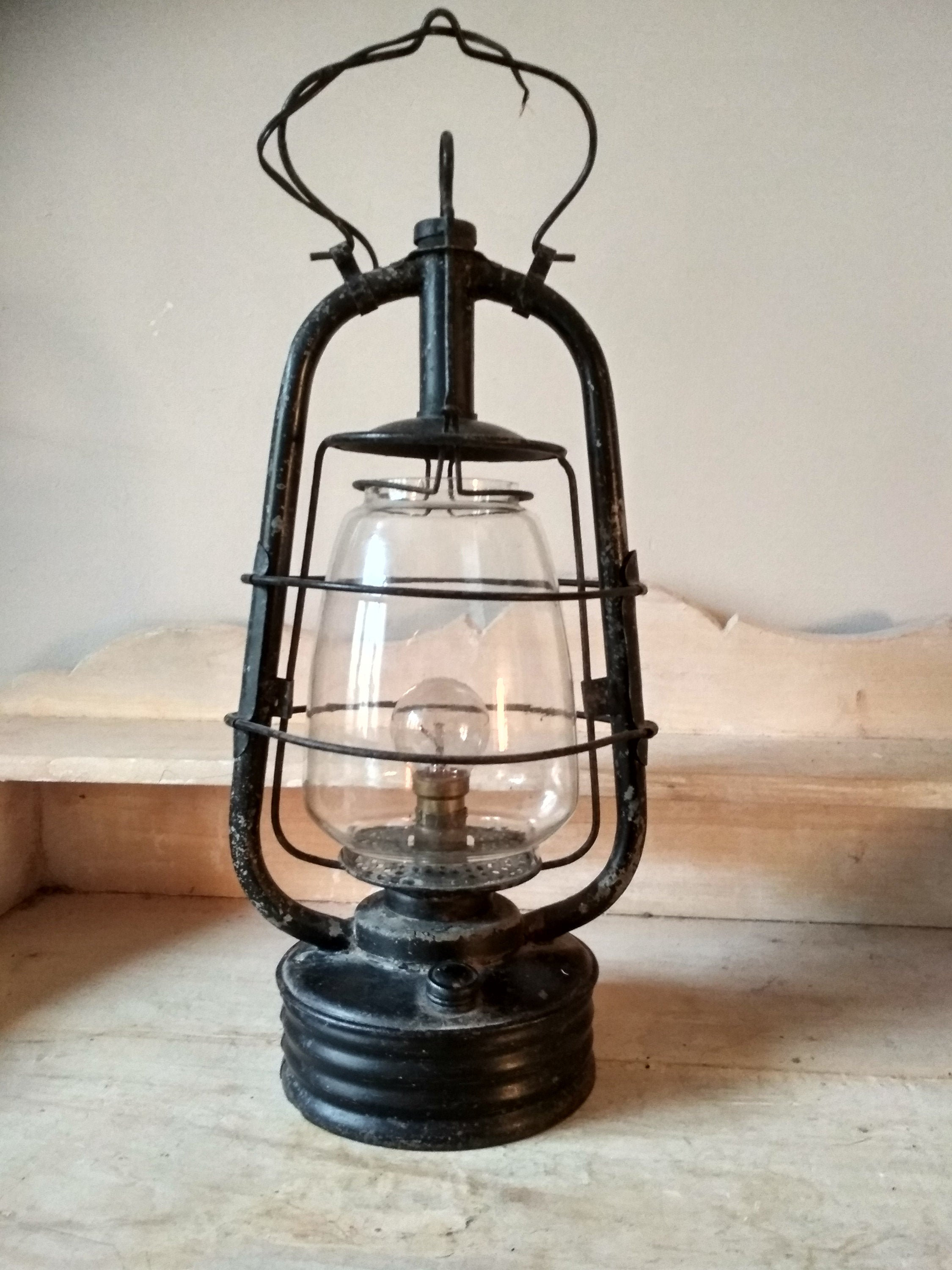 Amerika Dwang Immuniteit Old Electrified Oil Lamp Large Storm Lamp Lantern - Etsy Israel