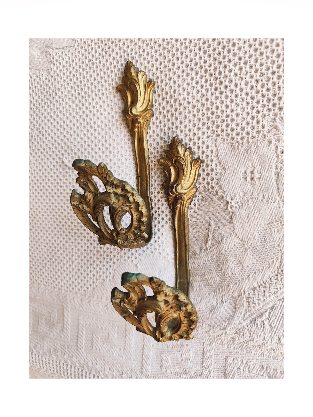 Paire D'embrasses De Rideaux Anciennes – Doré, XIXe Siècle, Style Porte