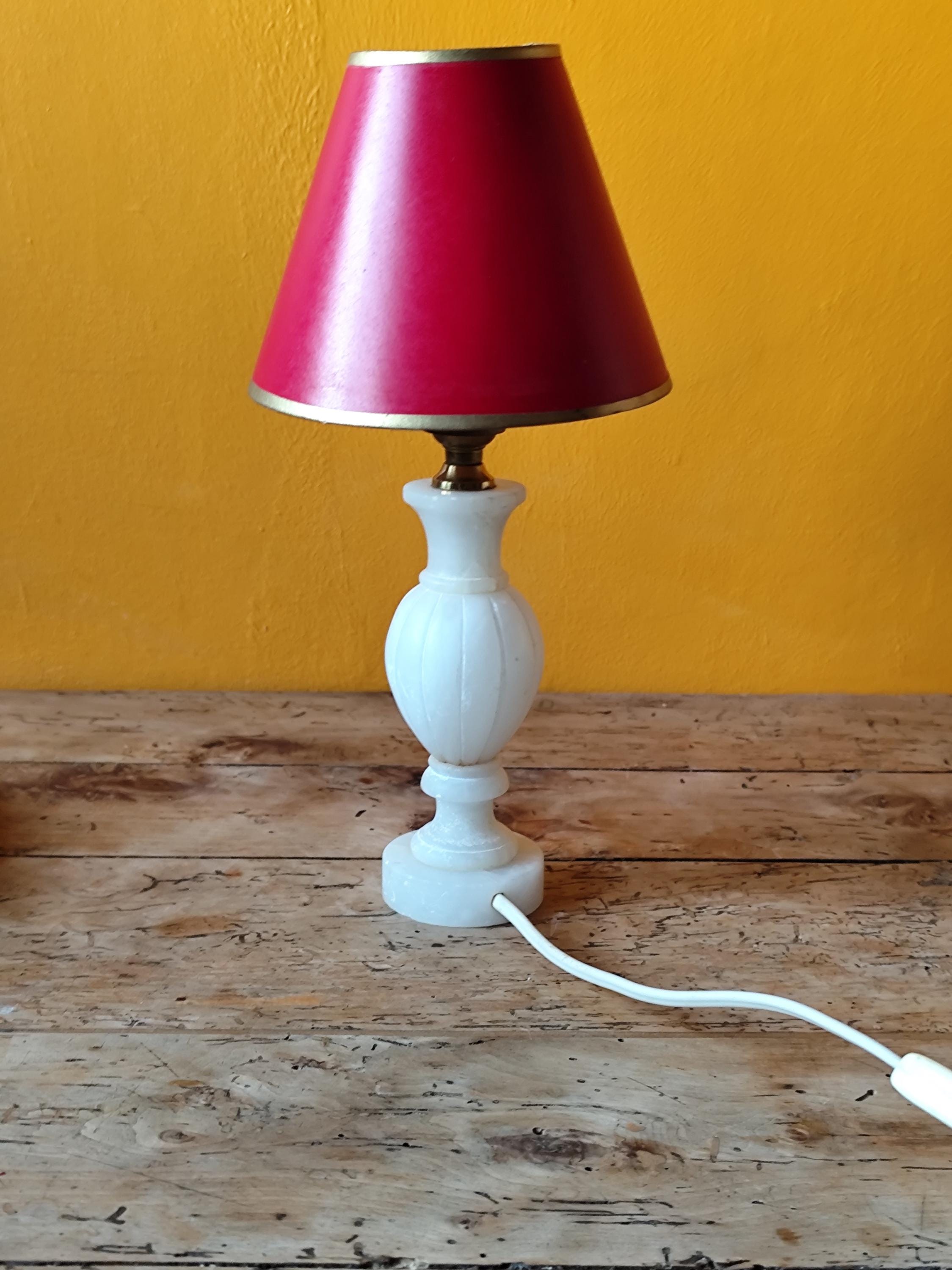 Lampe De Table Vintage En Laiton Et Marbre, Hauteur 31cm, Très Bon état