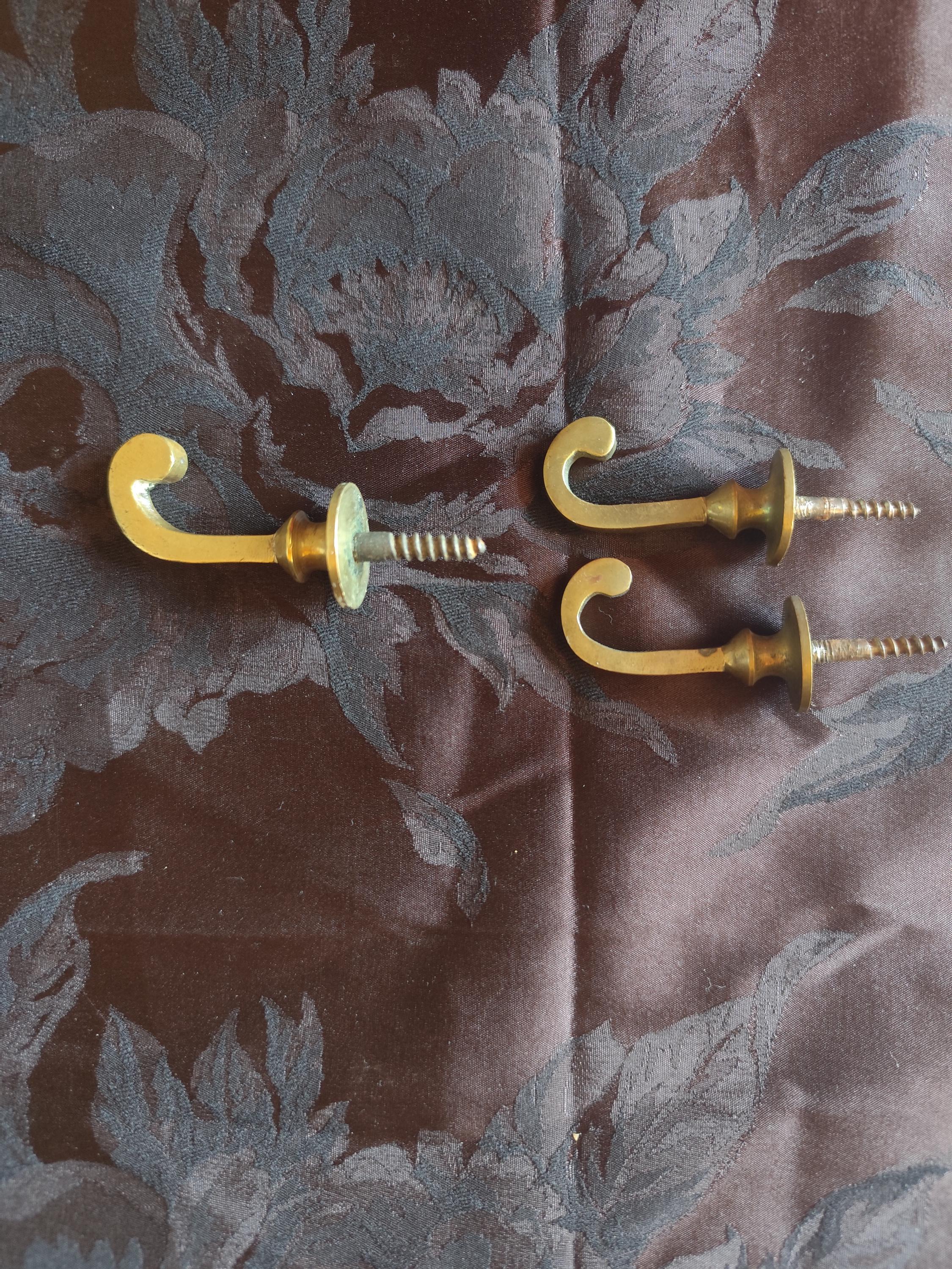 Lot de 10 crochets anciens pour embrases rideaux cuivre