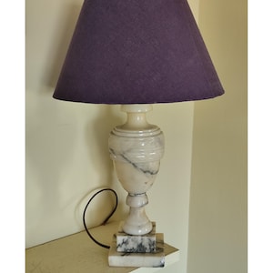 Old alabaster lamp base - white stone lamp - vintage table lamp - art deco living room lamp Italy