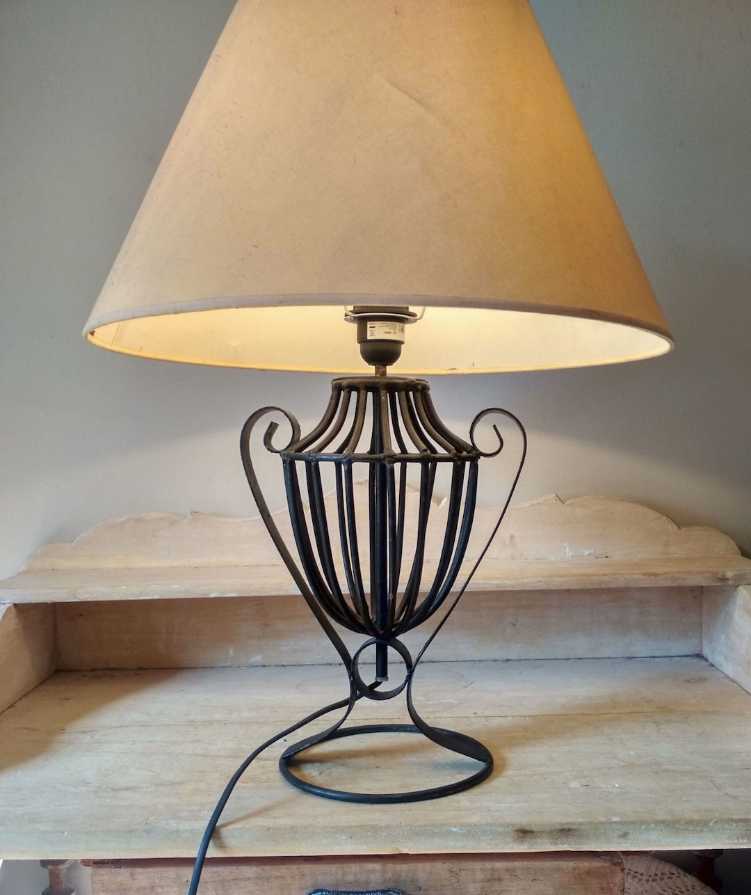 Wrought Iron Lamp Base Black Metal Urn Lamp Cage Lamp Etsy