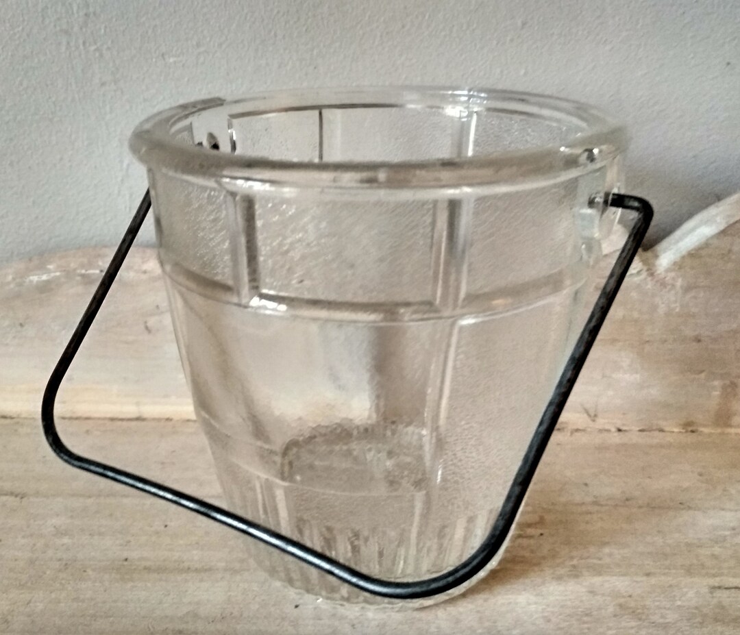 Vintage Frosted Glass Ice Bucket, 50's 60's Ice Cube Tray Etsy