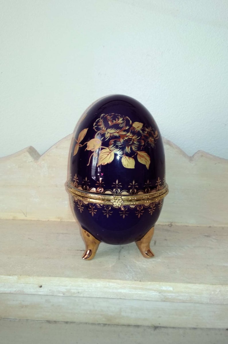 Faberg\u00e9 style egg Jewelry box Easter egg porcelain
